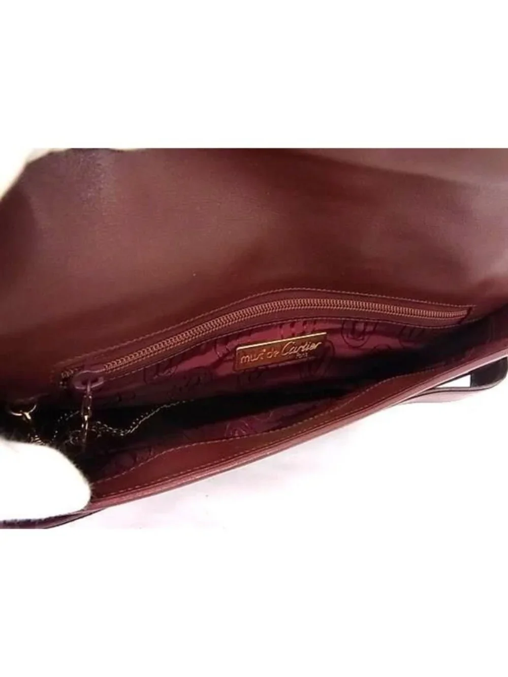 Cartier Clutch Must Line Bordeaux Leather Gold